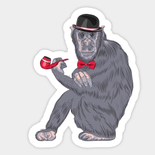 Hipster monkey with tobacco pipe Sticker